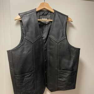 Boris Men's Genuine Leather Vest - Black